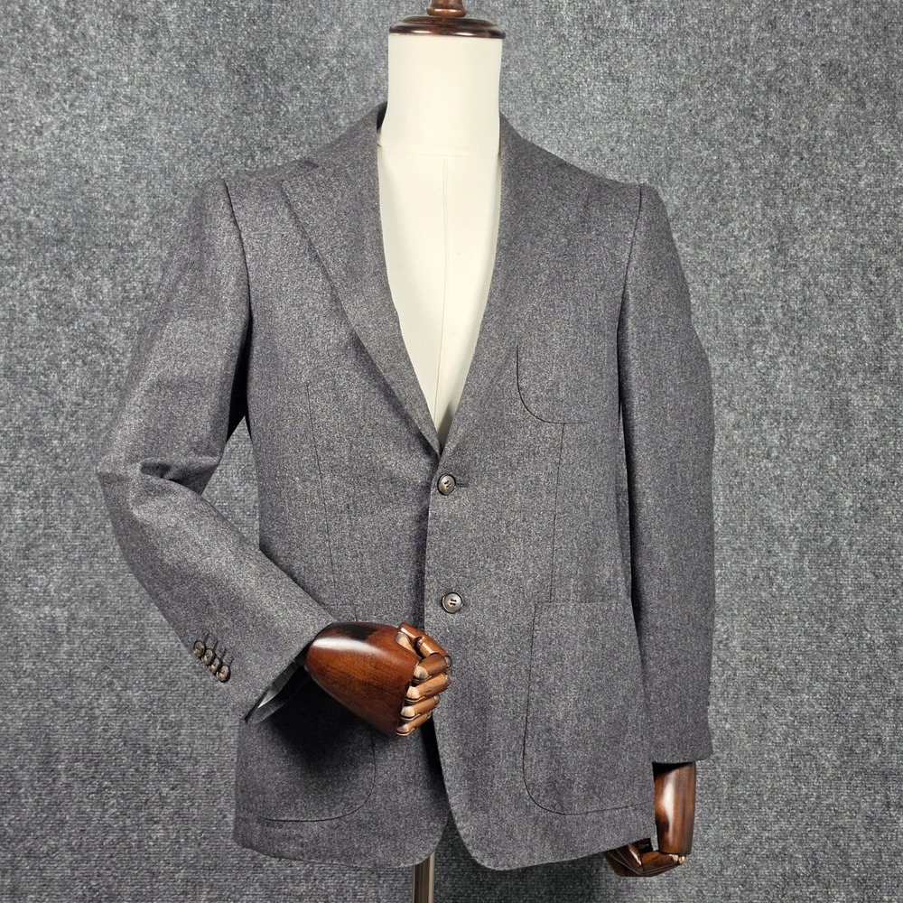 SuitSupply Havana Blazer Mens 38S 48EU Gray VBC Wool Flannel Slim C1281